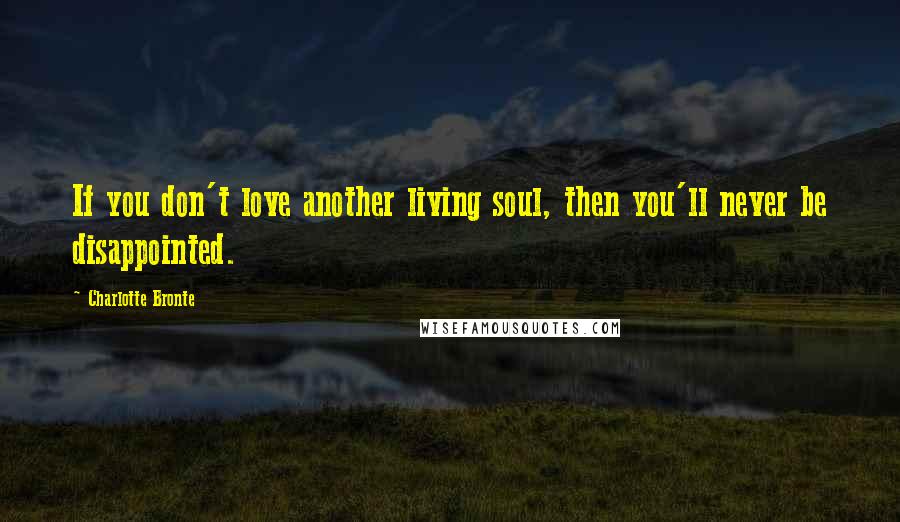 Charlotte Bronte Quotes: If you don't love another living soul, then you'll never be disappointed.