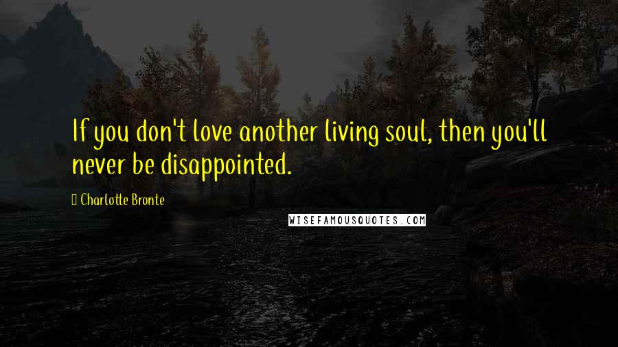 Charlotte Bronte Quotes: If you don't love another living soul, then you'll never be disappointed.