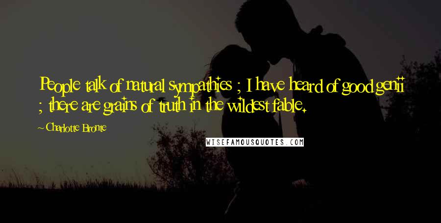 Charlotte Bronte Quotes: People talk of natural sympathies ; I have heard of good genii ; there are grains of truth in the wildest fable.