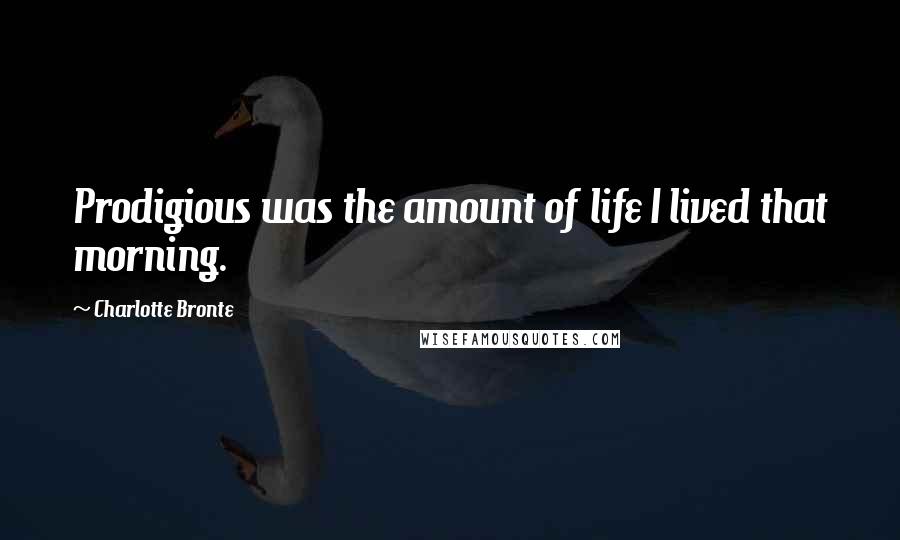 Charlotte Bronte Quotes: Prodigious was the amount of life I lived that morning.