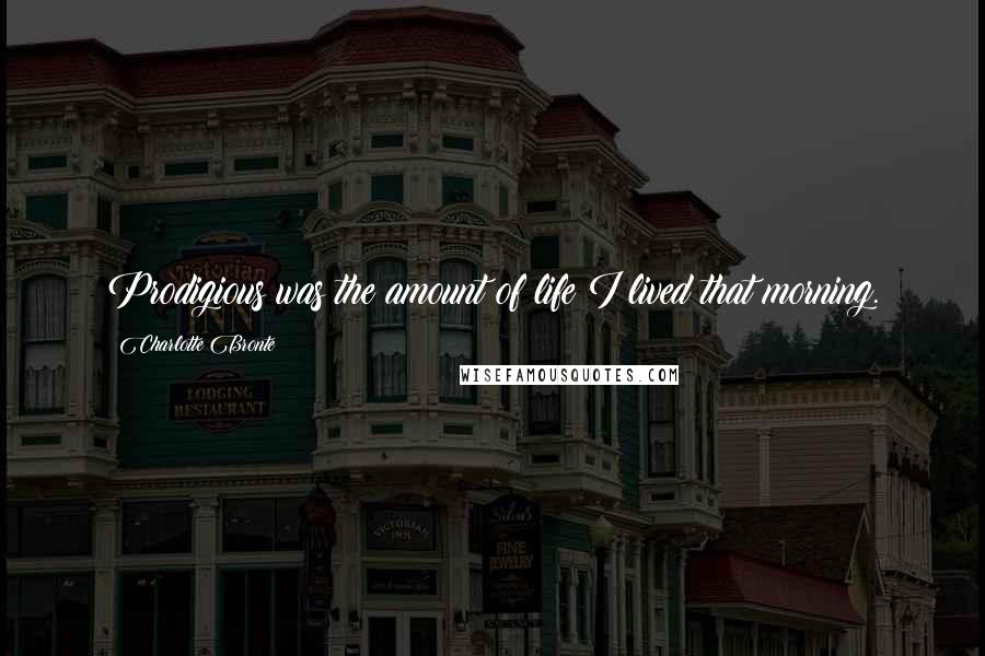 Charlotte Bronte Quotes: Prodigious was the amount of life I lived that morning.