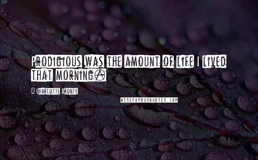 Charlotte Bronte Quotes: Prodigious was the amount of life I lived that morning.