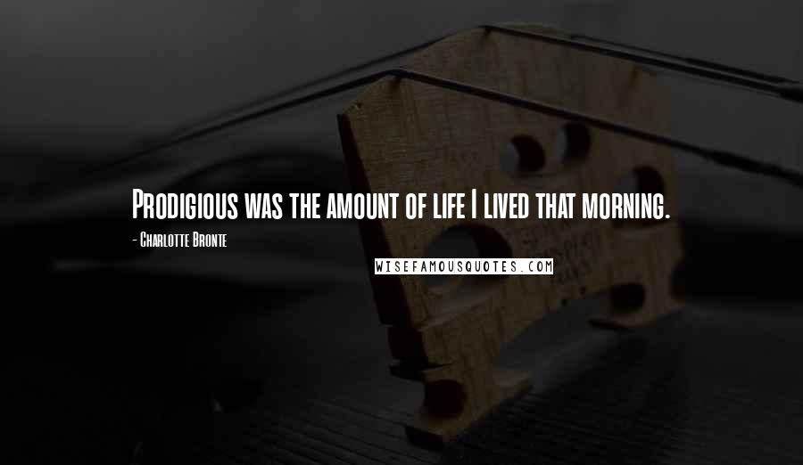 Charlotte Bronte Quotes: Prodigious was the amount of life I lived that morning.