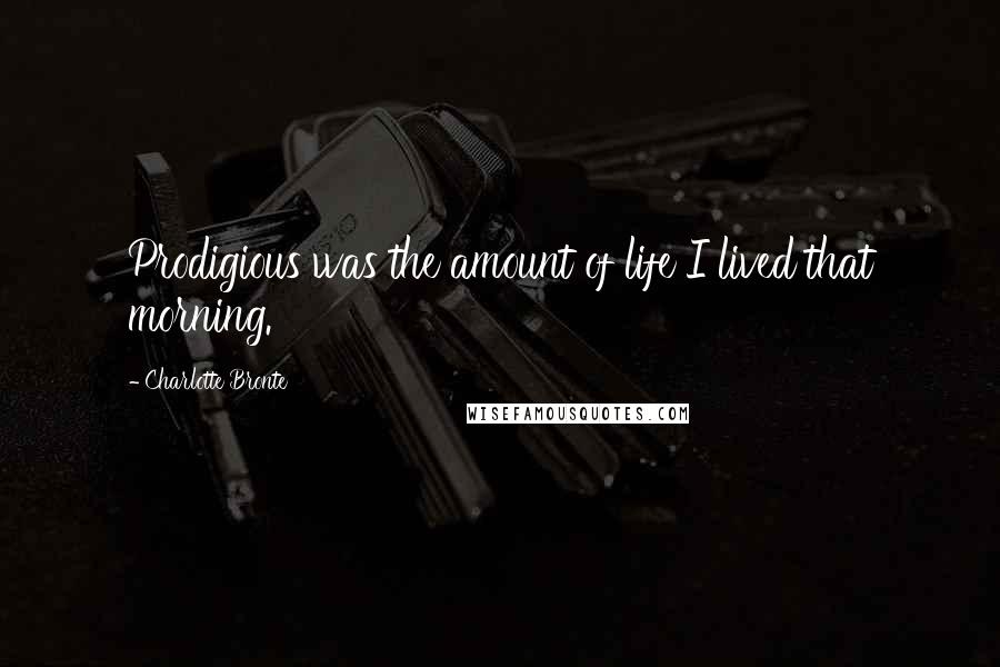 Charlotte Bronte Quotes: Prodigious was the amount of life I lived that morning.
