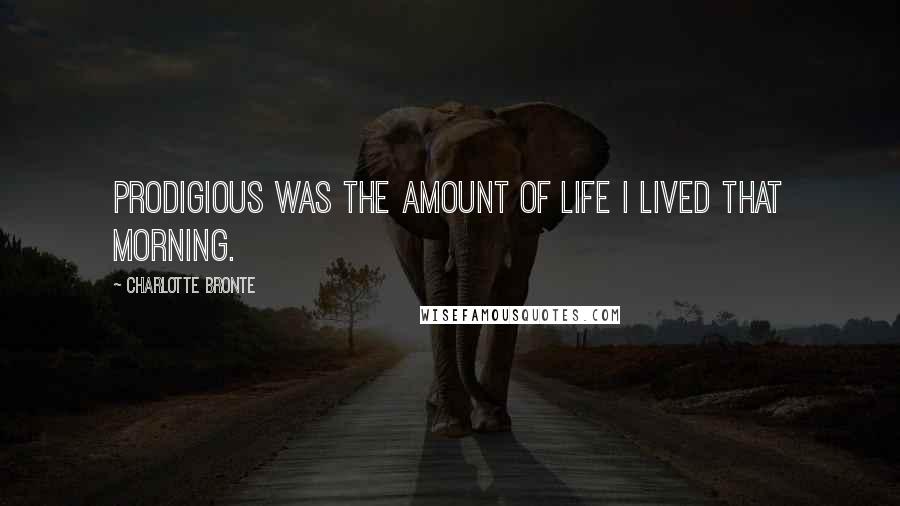 Charlotte Bronte Quotes: Prodigious was the amount of life I lived that morning.