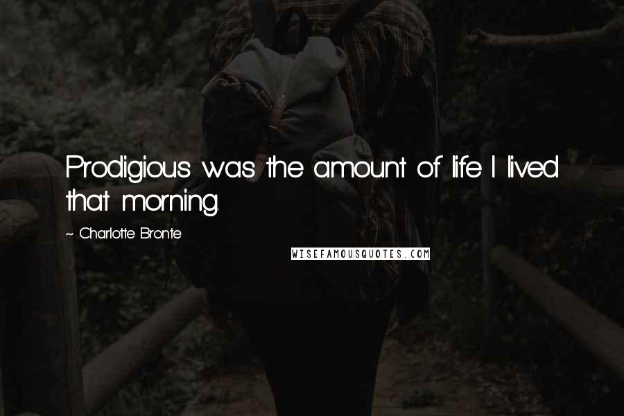 Charlotte Bronte Quotes: Prodigious was the amount of life I lived that morning.