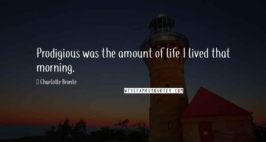 Charlotte Bronte Quotes: Prodigious was the amount of life I lived that morning.