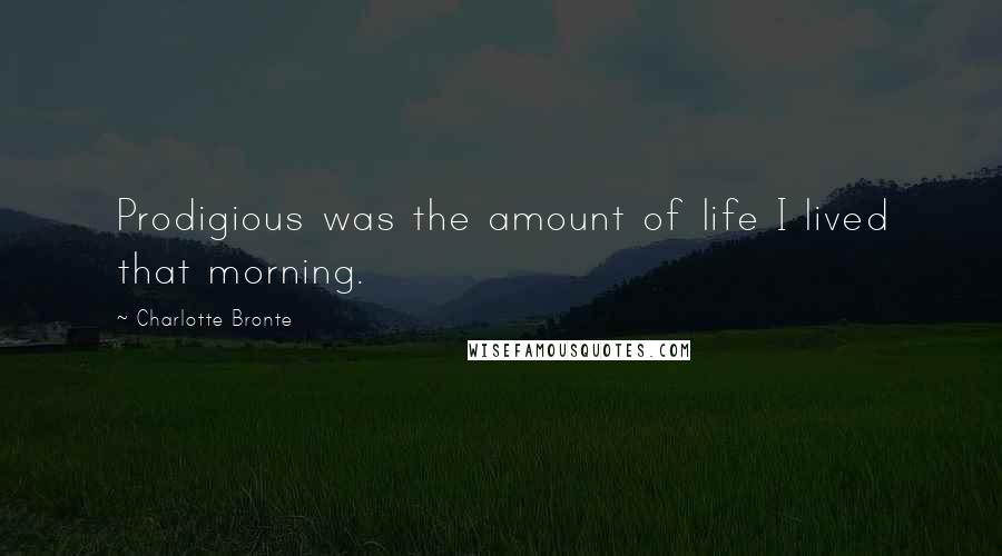 Charlotte Bronte Quotes: Prodigious was the amount of life I lived that morning.