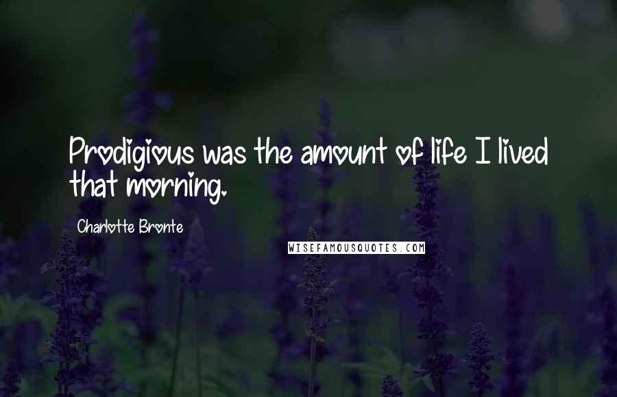 Charlotte Bronte Quotes: Prodigious was the amount of life I lived that morning.