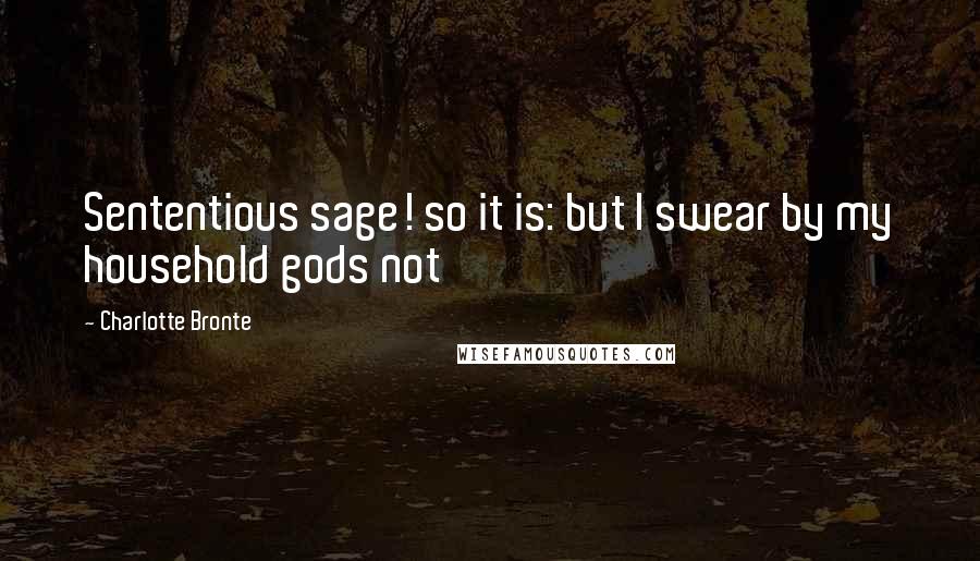 Charlotte Bronte Quotes: Sententious sage! so it is: but I swear by my household gods not
