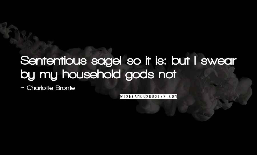 Charlotte Bronte Quotes: Sententious sage! so it is: but I swear by my household gods not