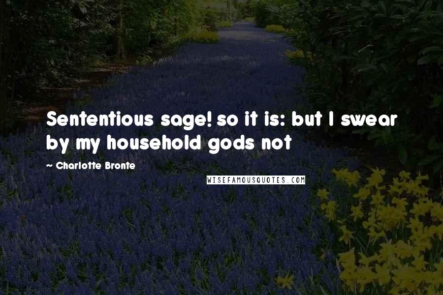 Charlotte Bronte Quotes: Sententious sage! so it is: but I swear by my household gods not