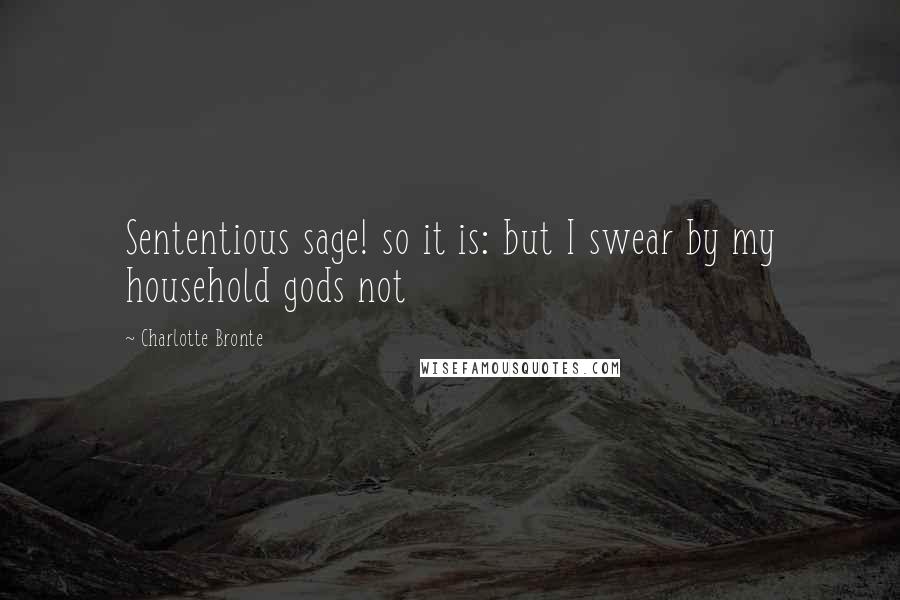 Charlotte Bronte Quotes: Sententious sage! so it is: but I swear by my household gods not