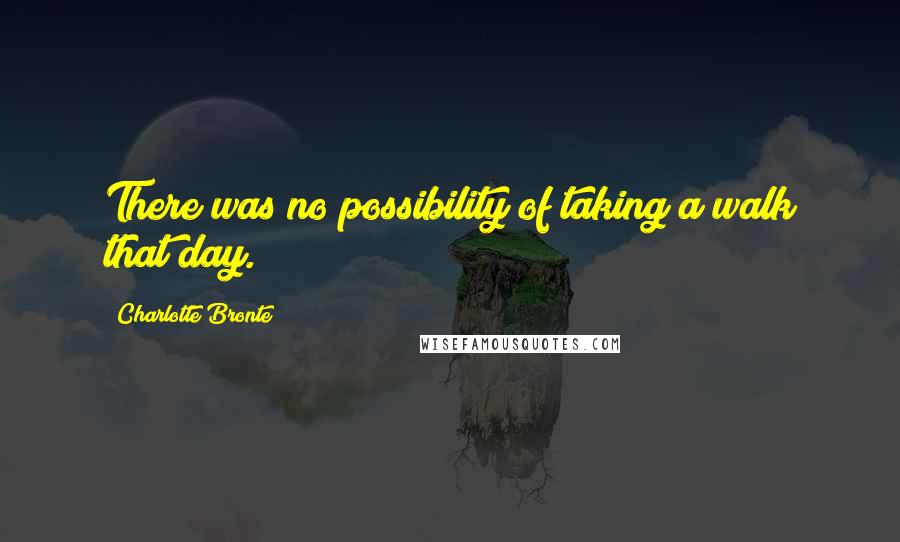 Charlotte Bronte Quotes: There was no possibility of taking a walk that day.