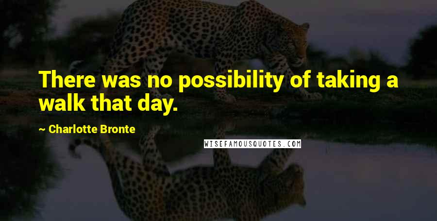 Charlotte Bronte Quotes: There was no possibility of taking a walk that day.