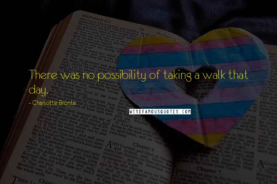 Charlotte Bronte Quotes: There was no possibility of taking a walk that day.