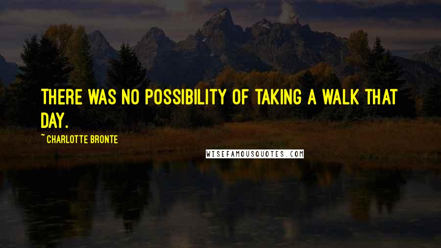 Charlotte Bronte Quotes: There was no possibility of taking a walk that day.