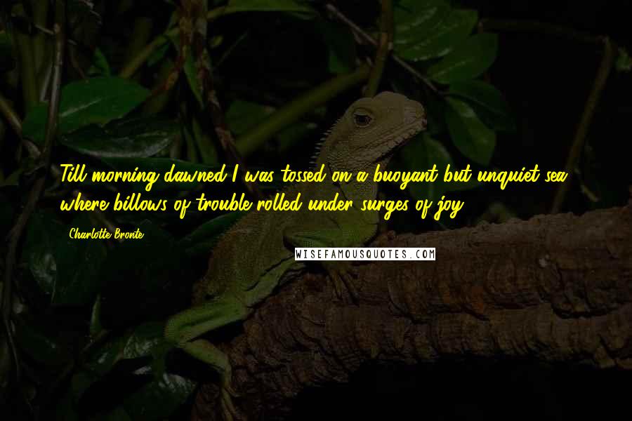 Charlotte Bronte Quotes: Till morning dawned I was tossed on a buoyant but unquiet sea, where billows of trouble rolled under surges of joy.