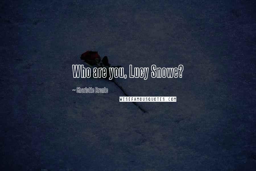 Charlotte Bronte Quotes: Who are you, Lucy Snowe?