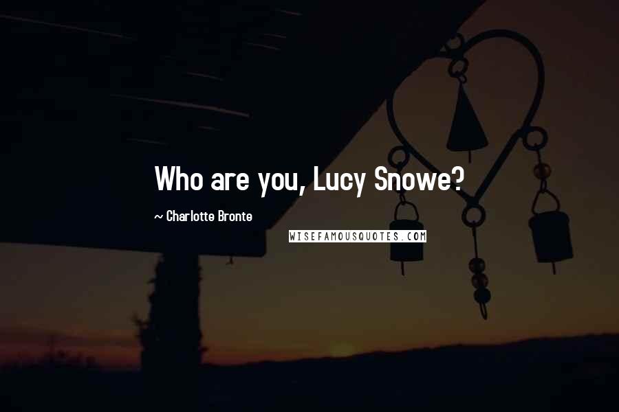 Charlotte Bronte Quotes: Who are you, Lucy Snowe?