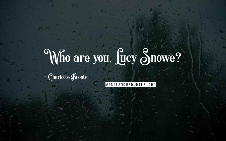 Charlotte Bronte Quotes: Who are you, Lucy Snowe?