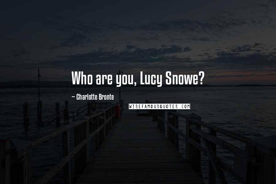 Charlotte Bronte Quotes: Who are you, Lucy Snowe?