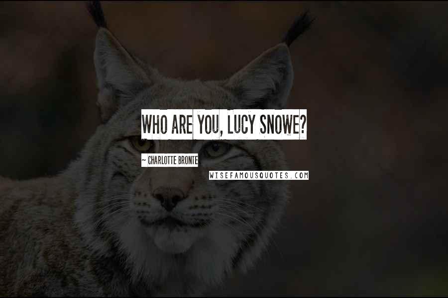 Charlotte Bronte Quotes: Who are you, Lucy Snowe?