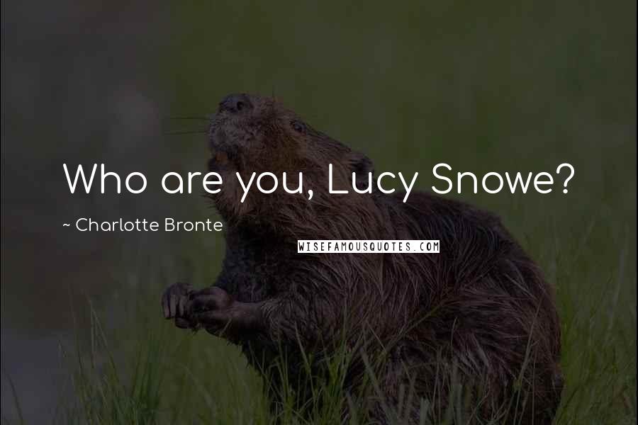 Charlotte Bronte Quotes: Who are you, Lucy Snowe?