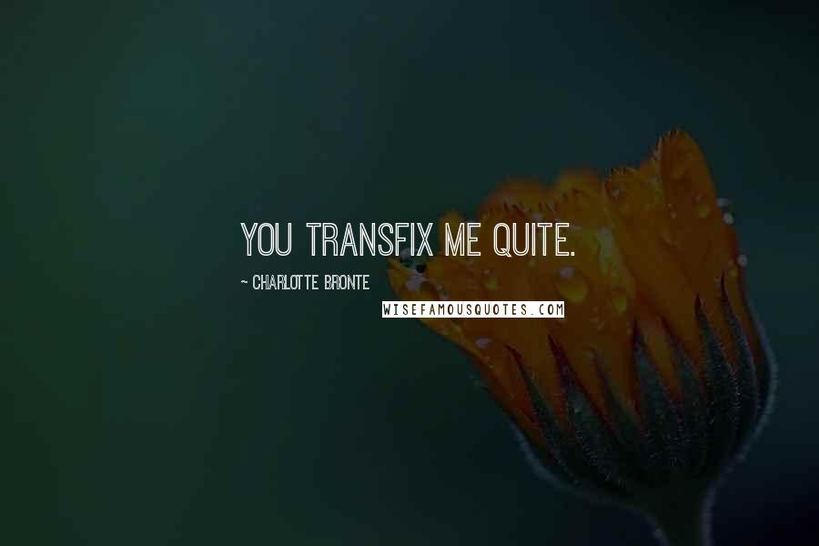 Charlotte Bronte Quotes: You transfix me quite.