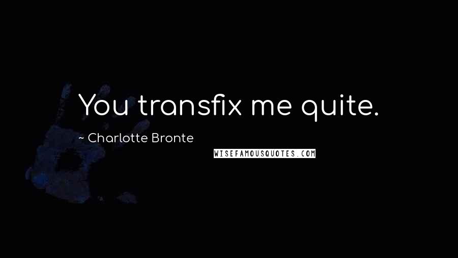 Charlotte Bronte Quotes: You transfix me quite.