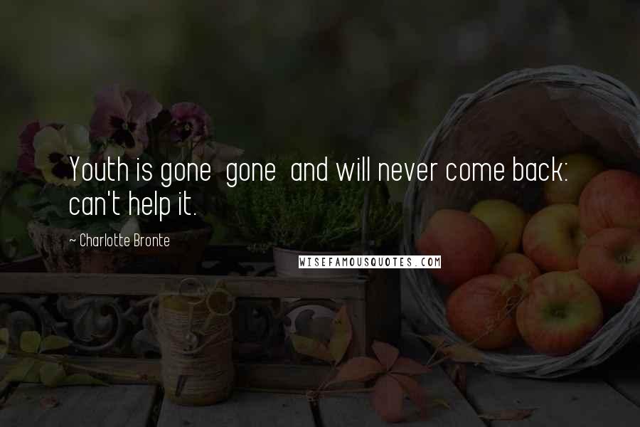 Charlotte Bronte Quotes: Youth is gone gone and will never come back: can't help it.