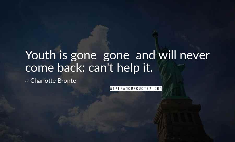 Charlotte Bronte Quotes: Youth is gone gone and will never come back: can't help it.