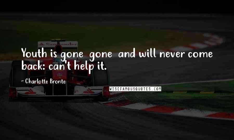 Charlotte Bronte Quotes: Youth is gone gone and will never come back: can't help it.