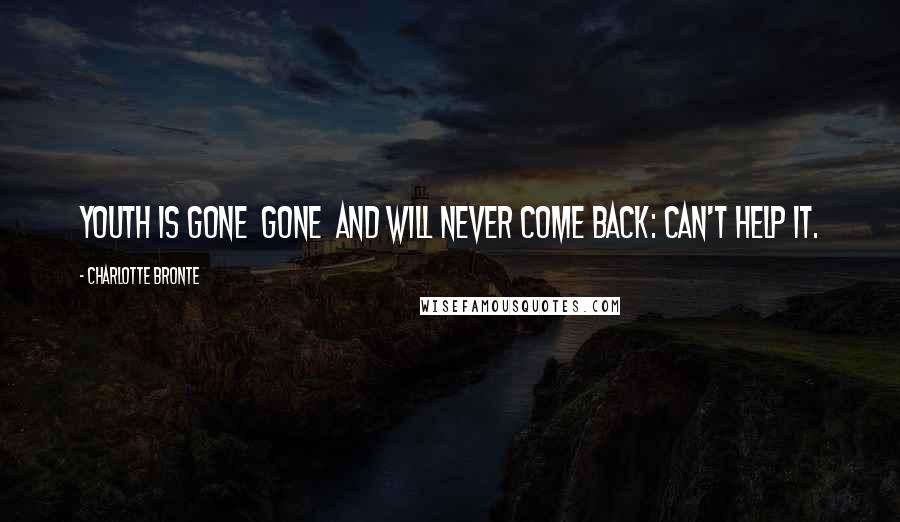 Charlotte Bronte Quotes: Youth is gone gone and will never come back: can't help it.