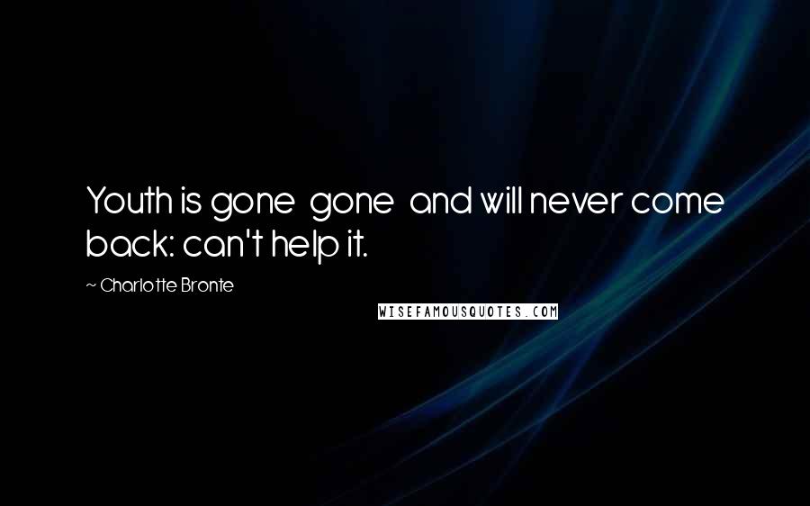 Charlotte Bronte Quotes: Youth is gone gone and will never come back: can't help it.