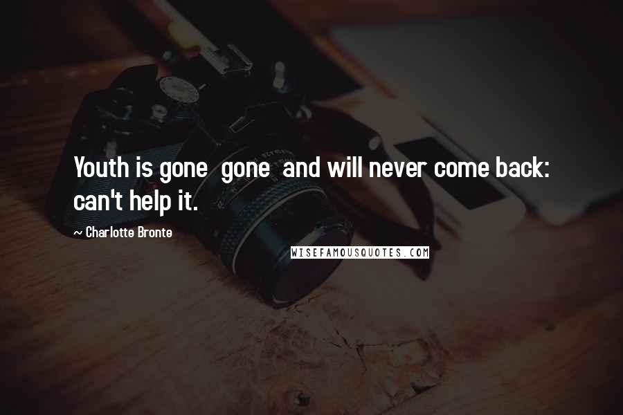 Charlotte Bronte Quotes: Youth is gone gone and will never come back: can't help it.