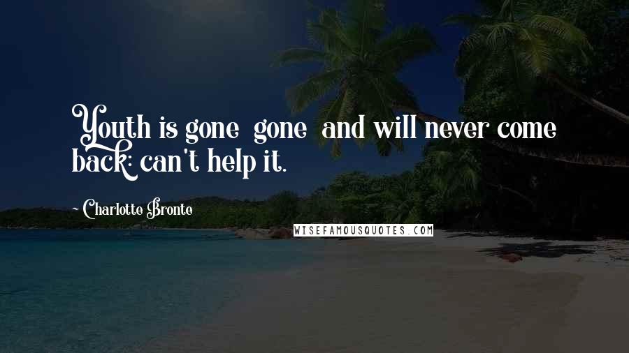Charlotte Bronte Quotes: Youth is gone gone and will never come back: can't help it.