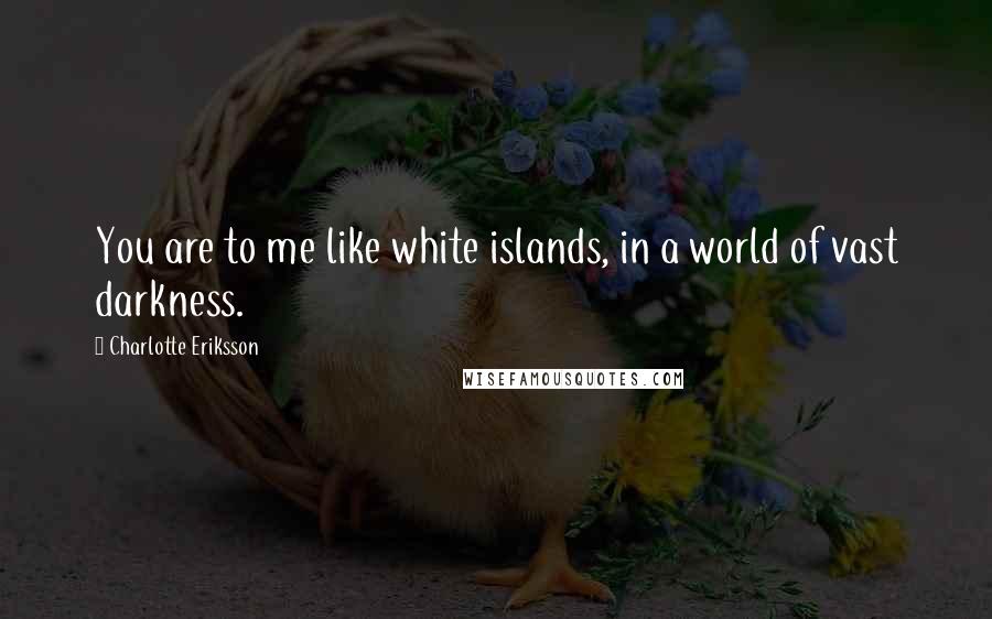 Charlotte Eriksson Quotes: You are to me like white islands, in a world of vast darkness.