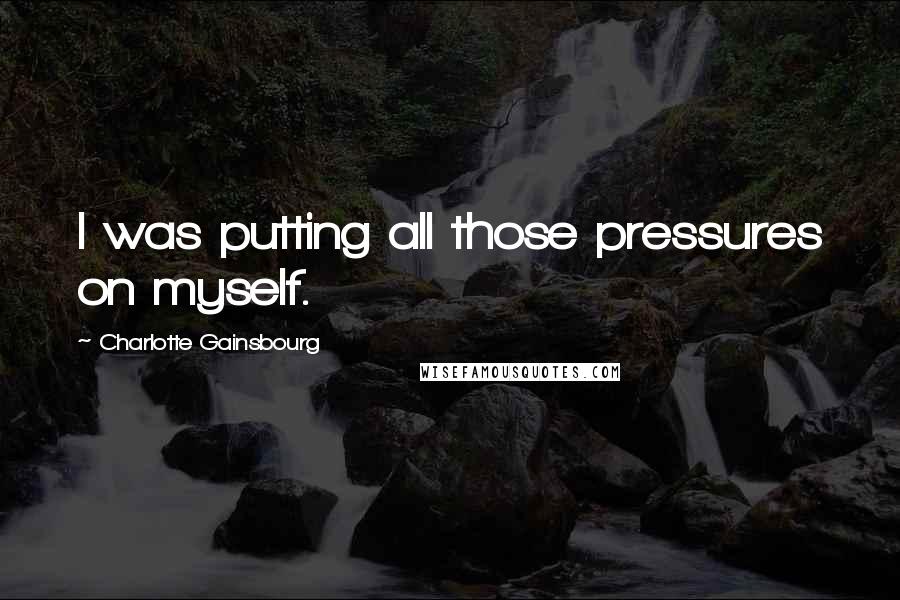 Charlotte Gainsbourg Quotes: I was putting all those pressures on myself.