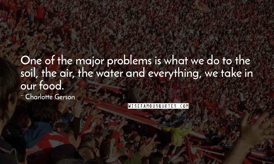 Charlotte Gerson Quotes: One of the major problems is what we do to the soil, the air, the water and everything, we take in our food.