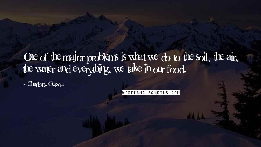 Charlotte Gerson Quotes: One of the major problems is what we do to the soil, the air, the water and everything, we take in our food.