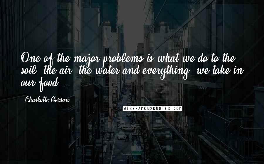 Charlotte Gerson Quotes: One of the major problems is what we do to the soil, the air, the water and everything, we take in our food.
