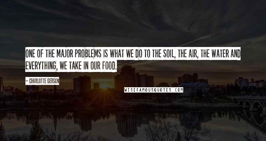 Charlotte Gerson Quotes: One of the major problems is what we do to the soil, the air, the water and everything, we take in our food.