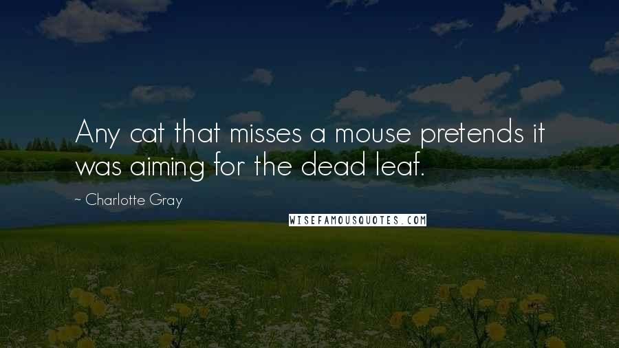 Charlotte Gray Quotes: Any cat that misses a mouse pretends it was aiming for the dead leaf.