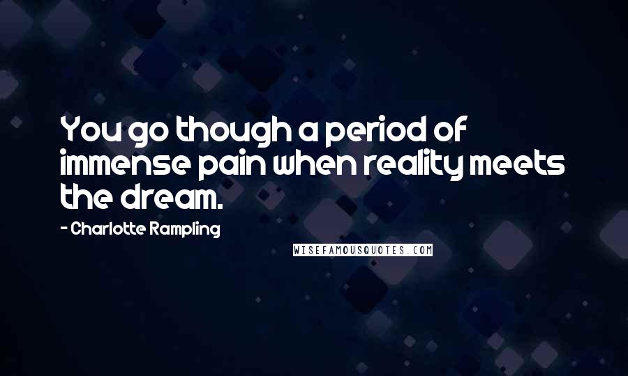 Charlotte Rampling Quotes: You go though a period of immense pain when reality meets the dream.