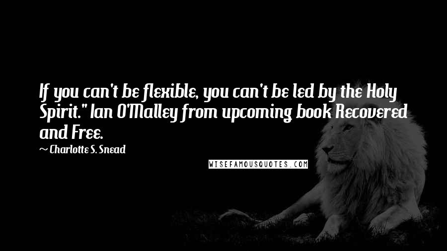 Charlotte S. Snead Quotes: If you can't be flexible, you can't be led by the Holy Spirit." Ian O'Malley from upcoming book Recovered and Free.