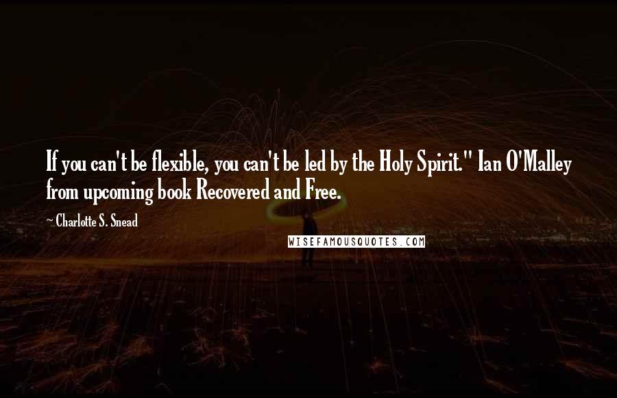 Charlotte S. Snead Quotes: If you can't be flexible, you can't be led by the Holy Spirit." Ian O'Malley from upcoming book Recovered and Free.
