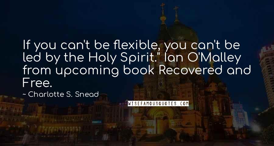 Charlotte S. Snead Quotes: If you can't be flexible, you can't be led by the Holy Spirit." Ian O'Malley from upcoming book Recovered and Free.