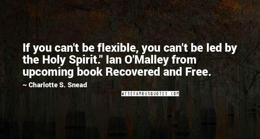 Charlotte S. Snead Quotes: If you can't be flexible, you can't be led by the Holy Spirit." Ian O'Malley from upcoming book Recovered and Free.