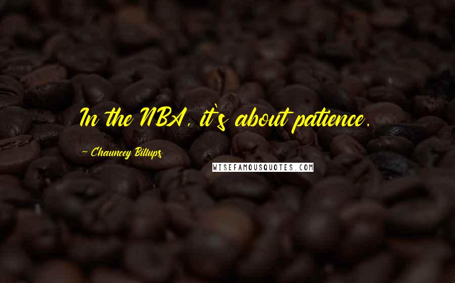 Chauncey Billups Quotes: In the NBA, it's about patience.
